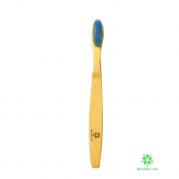 Adult Flat Handle Bamboo Toothbrush - Blue