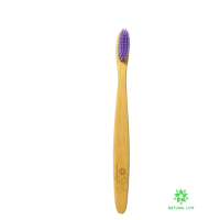 Adult Flat Handle Bamboo Toothbrush - Purple